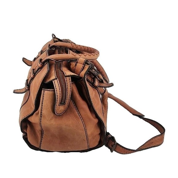 Liebeskind Berlin Satchel Bag Women Medium Brown Leather Crossbody Boho - Picture 12 of 13